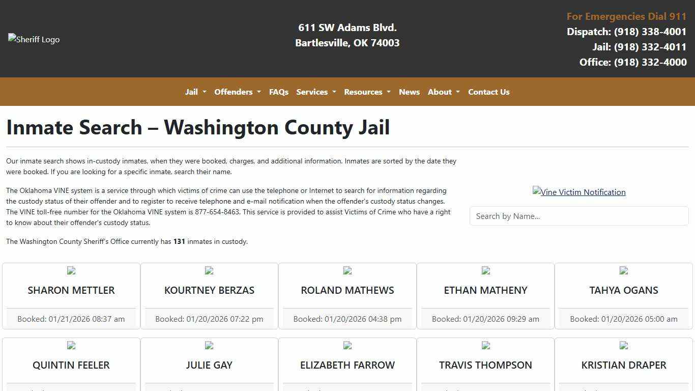 Inmate Search | Washington County Sheriff's Office